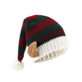 Gliquran Elf Hat with Ears Knitted Long Santa's Helper Elf Beanie for Christmas Costume Accessory with Attached Ears