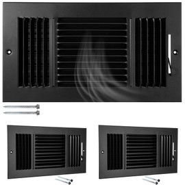 Wesiti 2 Pcs Vent Covers 10 x 6 Inch (Duct Opening) 3-Way Ceiling Register Sidewall Ceiling Air Vent Manual Adjuster Solid Steel HVAC Register Cover for Office Home Toilet Bathroom(Black)