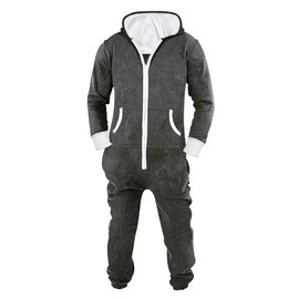Skylinewears Men's Unisex Onesie Jumpsuit One Piece Non Footed Pajama Charcoal M
