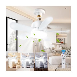 Generic O-Lumiere Scoket Ceiling Fans with LED Lights,16 Inch, Ceiling Fans and Remote, 3 Speed, Dimmable 3 CCT, E26 Base Ceiling Fan for Bedroom, Kitchen, Living Room,GYM, Basement No Extender/White