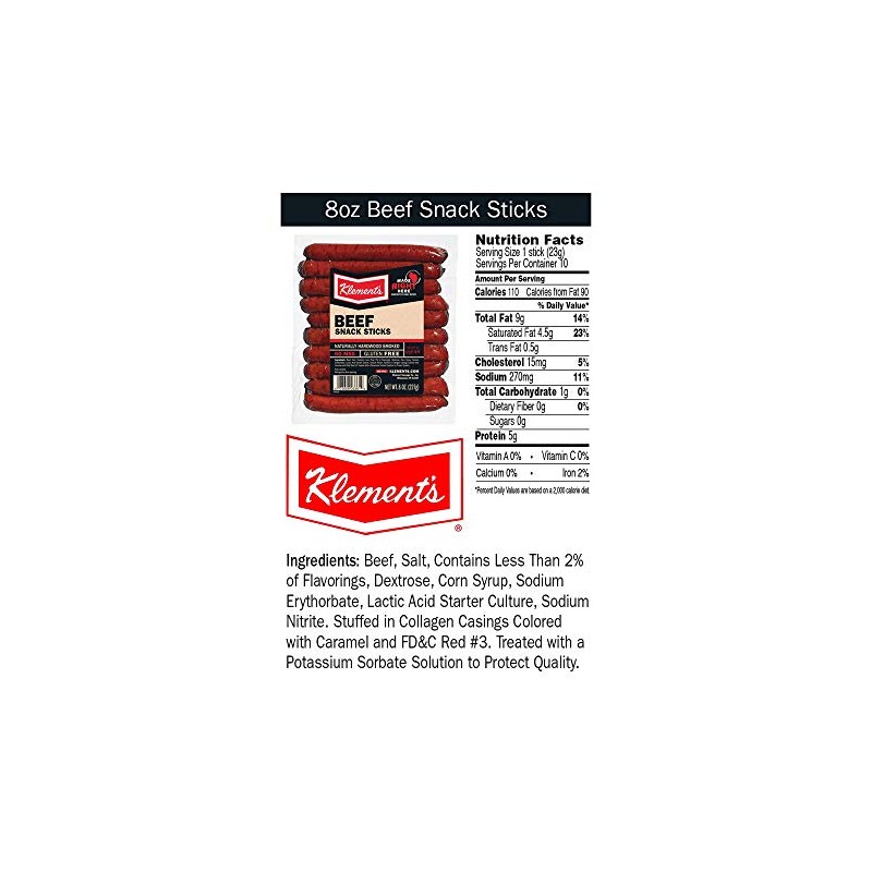 Klements Snack Sticks 8oz (Beef)