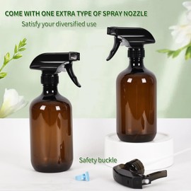 Calvalor Cleaning Spray Bottles for Plants Misters for Inside, 2 Pack 16.9 oz Squirt Bottle, Water Spray Bottle Mist Sprayer, No Leak Hair Mister Spray Bottle Empty with Adjustable Nozzle (Brown)