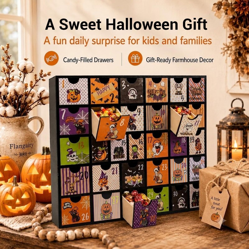 Halloween Empty Advent Calendar 2026 with 31 Drawers, Countdown