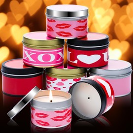 Ziliny 6 Pcs Valentine's Day Scented Candle Valentine Jar Candle XOXO Love Heart Kiss Candle with Long Lasting Burn Lavender Valentines Candles Gift for Her Him Women Girlfriend Wife Husband Boyfriend