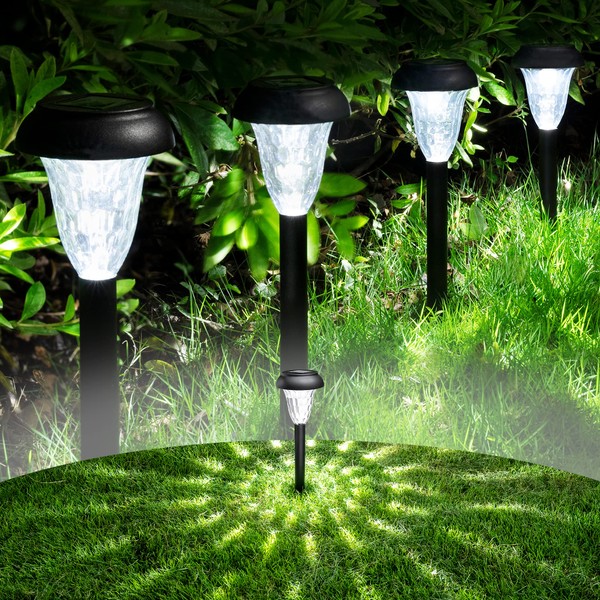 GIGALUMI Solar-Powered Pathway Lights (12-Pack), Waterproof Solar Garden Lights, Bright LED Solar Pathway Lights, Outdoor Lights for Landscapes, Gardens, Pathways, Walkways and Driveways (Cold White)