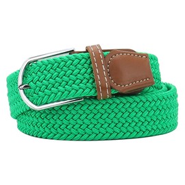 Huyfhksd Multicolored Elastic Woven Belts Casual Braided Stretch Belt for Men and Women, S, Green