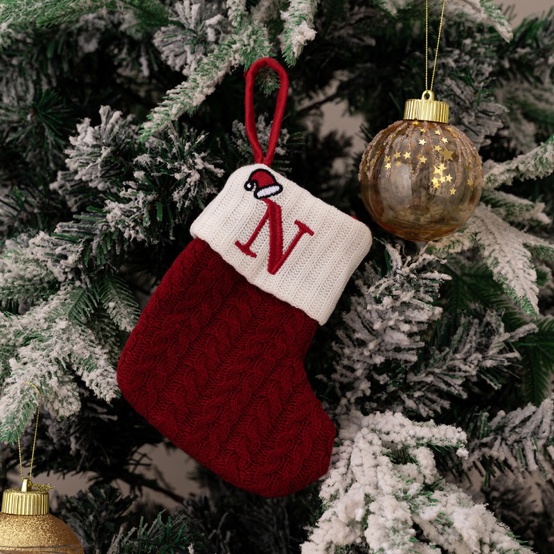 Christmas Stocking – Green A-Z Letter Hanging Christmas Stockings, Christmas