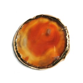 Soulnioi Healing Crystal Natural Polished Undrilled Tangerine Agate Stone Slices Irregular Geode Slices with Gold Edge for Wedding Party Cards Gifts DIY Reiki Desk Decor（5-6.5cm）