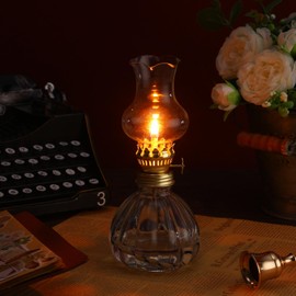 Yexiya 6 Set Vintage Glass Kerosene Lamp Rustic Oil Lamp Lantern Chamber Oil Lamps Clear Kerosene Lamp Hurricane Lamp with 6.6 ft Extra Wick for Indoor Use Lighting Decor Emergency (Pumpkin Style)