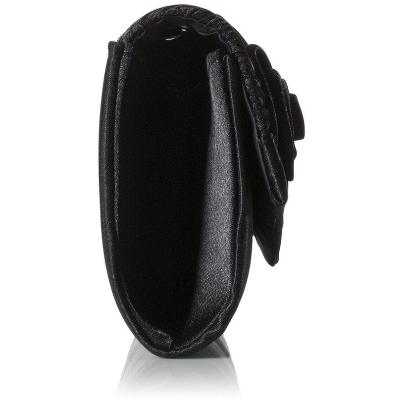 Damara Women's Satin Pleated Flower Front Evening Bag Clutch Handbag