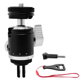 Aluminum Camera Tripod Adapter with 360 Degree Rotation Mini Ball Head 1/4" - 20 Screws Conversion Adapter Compatible with Go Pro Hero, DJI OSMO, Sony, Insta 360 and Other Action Cameras