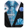 Hi-Tie Mens Plaid Light Blue Gray Necktie Woven Tie and