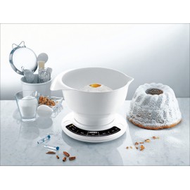 Leifheit analoge Küchenwaage, aus hochwertigem Kunststoff, inkl. abnehmbarer Rührschüssel, Haushaltswaage mit 5 kg Tragkraft, spülmaschinengeeignet, Küchenwaage analog, mechanische Zuwiegefunktion