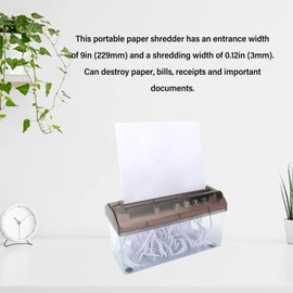 Portable Paper Shredder, A6 Documents Paper Hand Crank Paper Shredder Mini Hand Shredder Manual Shredder with 1L Transparent Plastic Window Bin for Office, School Family Use