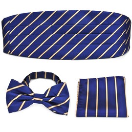 KOOELLE Cummerbunds Belt & Men's Bow Tie & Pocket Square - For Men's Black Tie Events