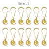 Celestial Shower Curtain Hooks 12 Pcs, Decorative Gold Sun Moon