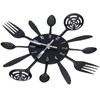 Black Kitchen Wall Clock Removable Modern Cutlery Kitchen Spoon Fork
