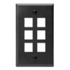 Leviton QuickPort Wallplate, Single Gang, 6-Port, 41080-6EP, Black