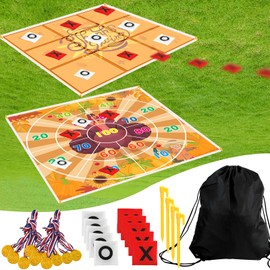 Thanksgiving Games for Family Adults, 2-in-1 Bean Bag Toss & Giant Tic Tac Toe Outdoor Lawn Game,Thanksgiving Gifts and Decorations 4ft Fall Party Supplies for Holiday Gatherings,Camping, Backyard