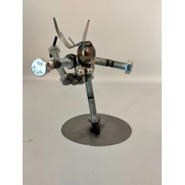 Handmade Female Figure Skater, Miniature Metal Bolt Figurine, Welded Art ice skater