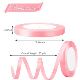 OALCQ Pink Ribbon for Gift Wrapping 3/8 in 25 Yards Pink Satin Ribbon for Bouquet Wrapping Light Pink Ribbon for Hair Pink Hair Ribbon Ribbon Balloons Craft Invitation Floral Hair