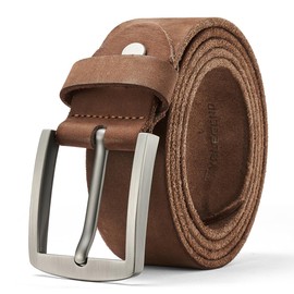 VRLEGEND Belts Men Genuine Leather Mens Belt Casual Jean Belts,Cowboy Belt Men Leather Belt with Gift Box (Brown, For 44"-46" Waist)