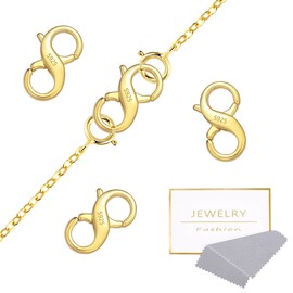 4Pcs Double Lobster Clasp Gold Necklace Clasps Extender Lobster Clasp Double Opening Lock Clasps Connector 14k Goldplated Jewelry Clasp 13mm Large Double Claw Clasps for Necklace Jewelry DIY Making