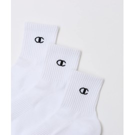 Champion C3-XB721S C3-XB721S Socks, Footcover, Socks, 3-Piece Set, Antibacterial, Deodorization, One Point Logo, 3-Pack Short Socks, Men's, white