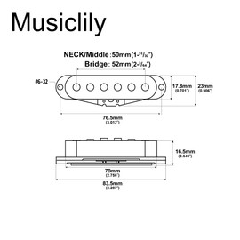Musiclily Pro ST-50S Staggered Alnico 5 Single Coil Neck Middle Bridge Pickups Set for Strat Style Electric Guitar, White