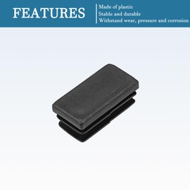 QUARKZMAN 30 x 15 mm Plastic Plug End Cap x 12 Pieces Rectangle Tube Insert for Furniture Adjustment Replacement [Black]