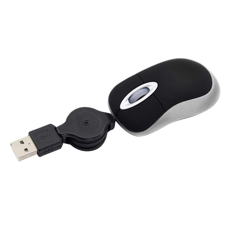 DIWOSHE Ultra Mini Mouse USB Wired 3 Button Retractable Telescopic