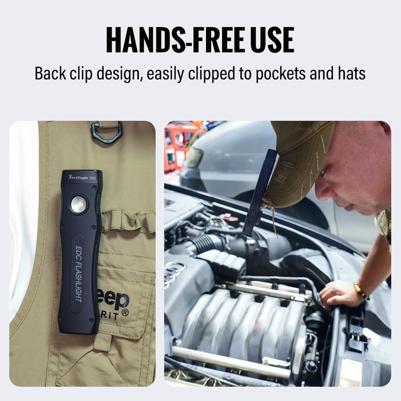 TactEagle AC12 Rechargeable EDC Flashlight 1100 Lumens, Pocket LED High