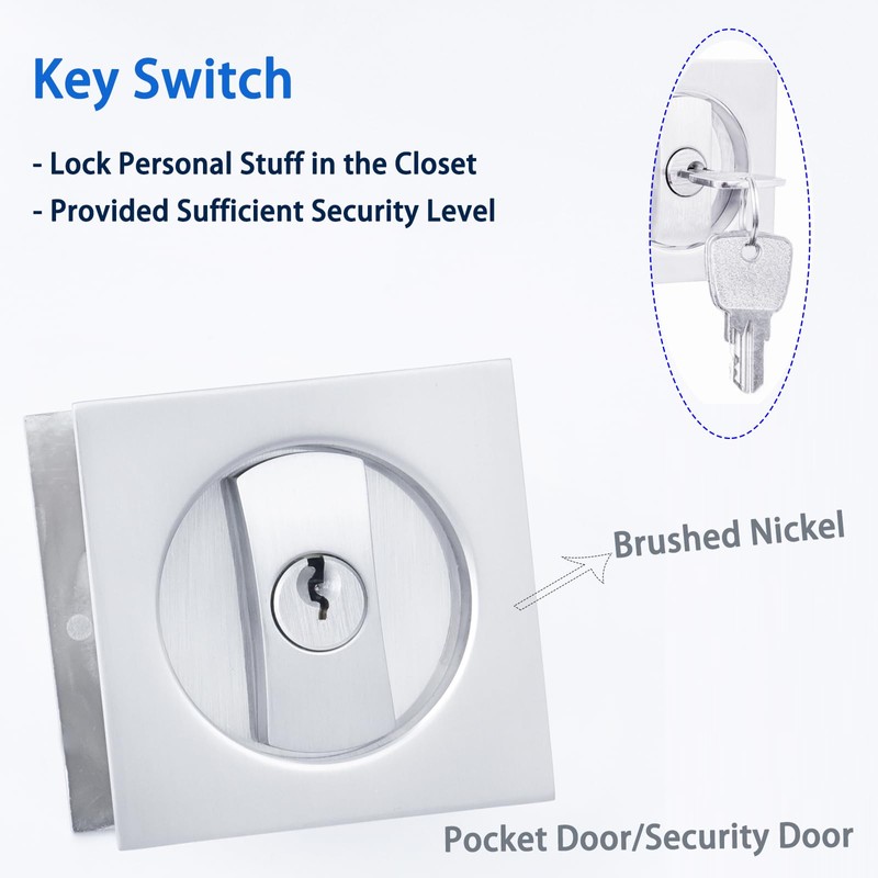 Dontay Pocket Door Lock with Key 2 Pack, Contemporary Entry