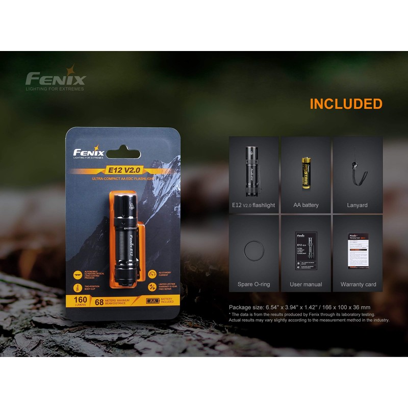 Fenix E12 V2 160 Lumen LED flashlight with EdisonBright AA