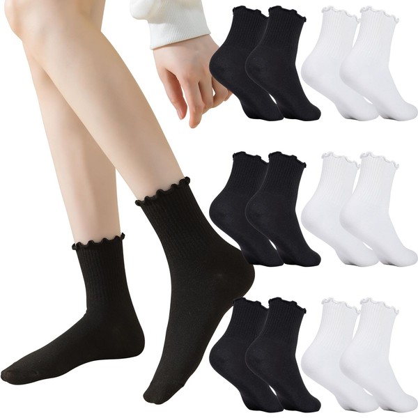 3 Pairs Ruffle Socks Women Casual Cute Ankle Socks Breathable