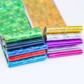 DANNEASY 10 Roll Iridescent Cellophane Nail Foil Transfer Holographic Foils Sheets Aurora Glass Nails Stickers Starry Sky Nail Art Foil Glitter Nails Design 3D Manicure Decoration