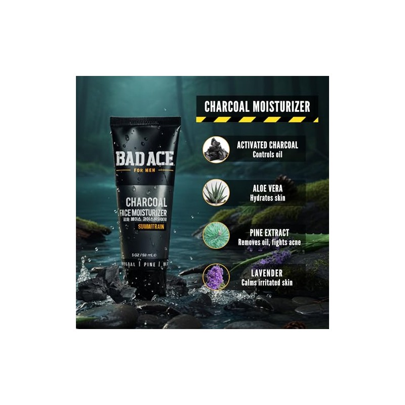 BAD ACE Humectante Facial Carbón para Hombres - Summit Rain...