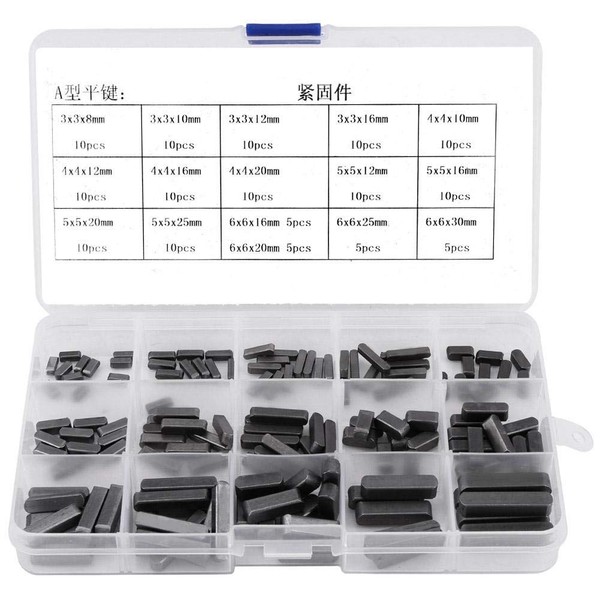 Oumefar Round Ended Feather Key, 140pcs Parallel Drive Shaft Key