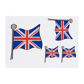 4 x 'Union Jack flag' Temporary Tattoos - Water Resistant, Skin-Safe, Non-Toxic Transfers, Mixed Sizes (TO00076524)