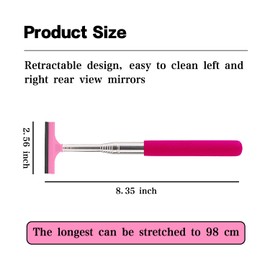 jeseny 1 PC Car Rearview Mirror Wiper Telescopic Auto Mirror Squeegee Cleaner 98cm Long Handle Car Cleaning Tool Mirror Glass Mist Cleaner (Red)