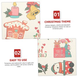 Minkissy 3sets Temporary Kids Adults Christmas Vinyl Sticker Xmas Body Stickers Set 6sheets*3