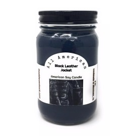 THE OLD WAX SHACK Black Leather Jacket - Pure Soy Candle - Hand Poured In Mason Jar - SHIPS FREE