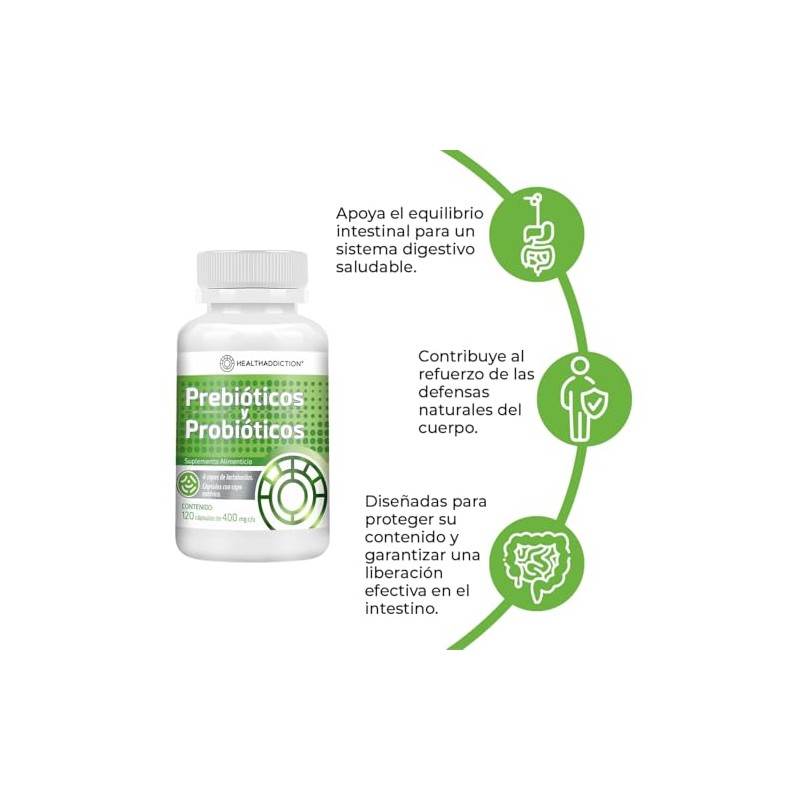 HEALTHADDICTION - Probióticos y Prebióticos Fórmula Avanzada con 4 Cepas