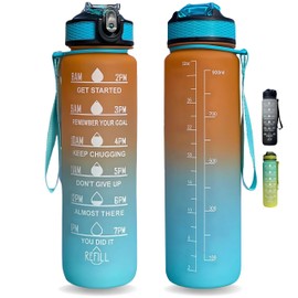Repton Tritan Water Bottle | BPA Free 700 ml Sports Water Bottle with Straw | Leak Proof Re-Usable Flip Top Drinks Bottles for Outdoors, Gym, Cycling and Schools (Blue & Orange)