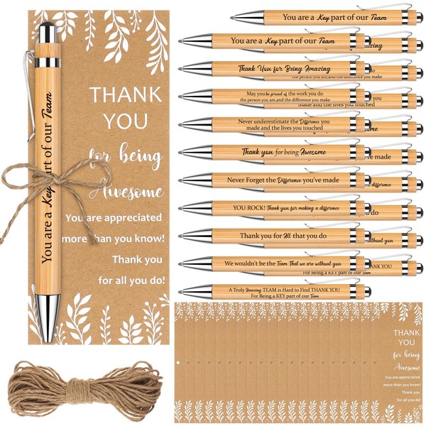 GANGBARU 20 Sets Employee Appreciation Gifts Bulk Bamboo Inspirational Ballpoint