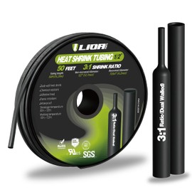 LIDAPRO 3:1 Dual Wall Adhesive Heat Shrink Tubing - Waterproof Sealing Marine Grade, Industrial Electrical Shrink Wrap, 1/2 Inch (Shrinks to 1/6 Inch), 50ft Roll - Black