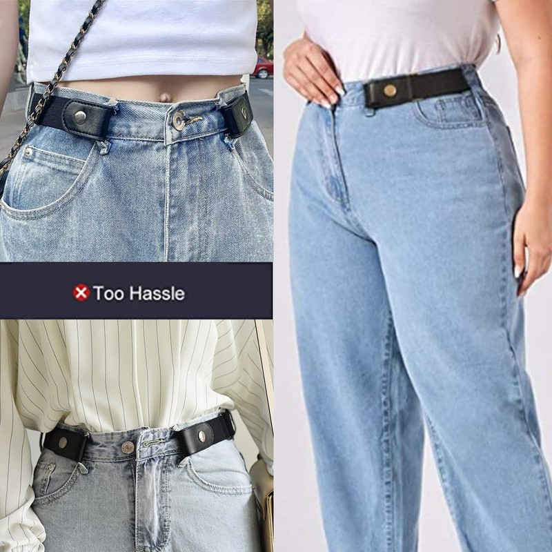 LEEXTON Men's/Women's Belt Buckle Free Elastic Belt Invisible No Buckle