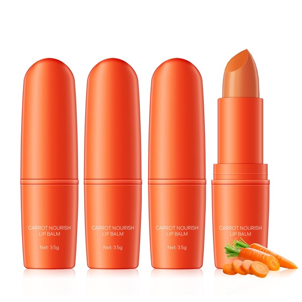KYDA 3 Pcs Carrot Moisturizing Lip Balm, Moisturizing Lipstick Stick