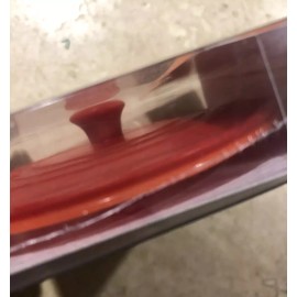 Le Creuset Set of 2 LE CREUSET Flame & Cerise Red 4" Silicone Knob Storage Lids BPA Free