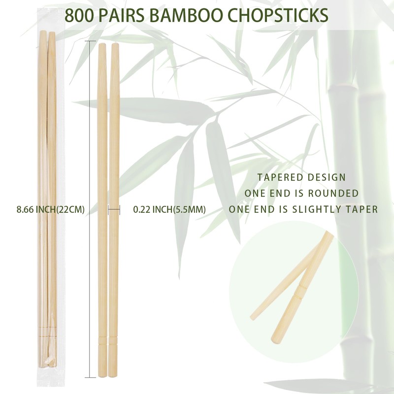 800 Pairs 9 Inch Disposable Bamboo Chopsticks Bulk